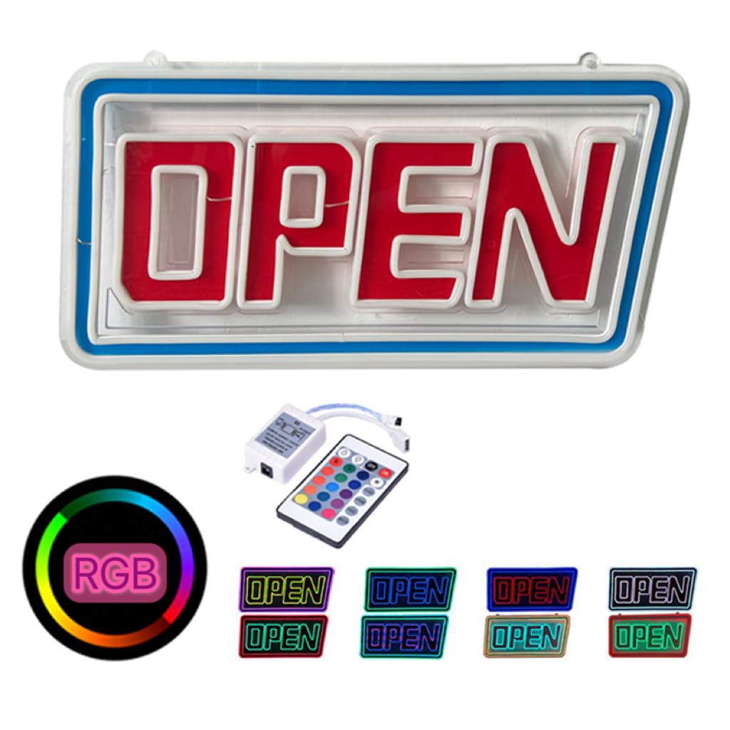 LED　open　Sign TZEXTZE LED Open Signs, RGB Color Changing Open Neon Sign for